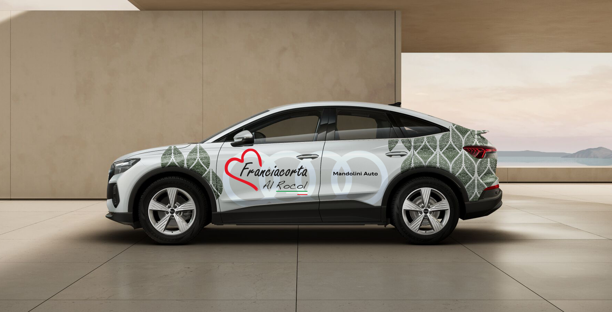 Car Wrapping Audi Q4 Sportback e-tron per Al Rocol: Agriturismo in Franciacorta